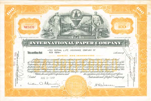 International Paper Co. - Stock Certificate